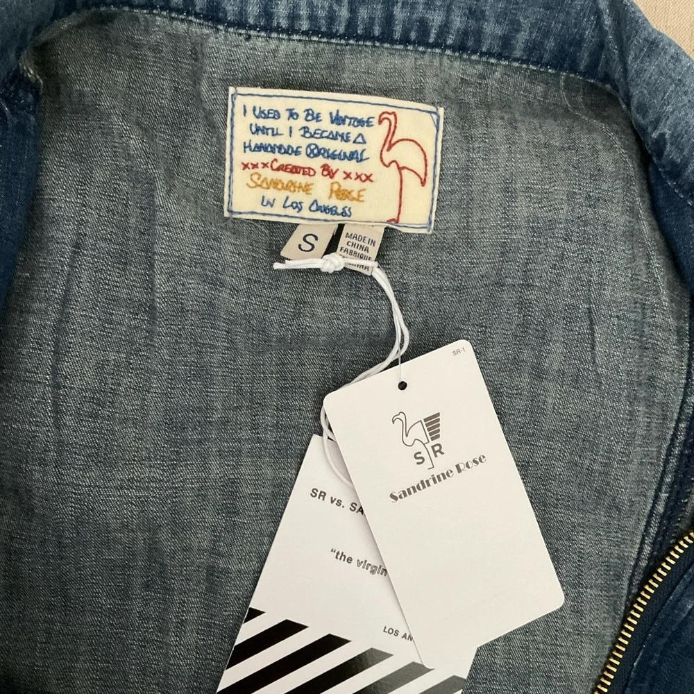 Sandrine Rose FREE PEOPLE Deep Zip Denim Jumpsuit Slouchy Small Utility Style - Picture 6 of 11